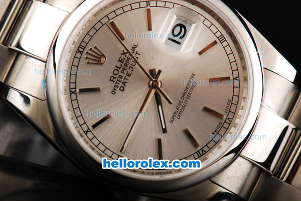 Rolex Datejust Oyster Perpetual Chronometer Automatic ETA Coating Case with Stick Markers and SS Strap - Click Image to Close